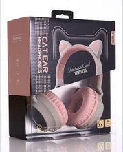 Load image into Gallery viewer, Cat Ear Bluetooth 5.0 Headphones LED Noise Cancelling Headphones Support TF Card Jack 3.5mm Mic Wireless Headphones