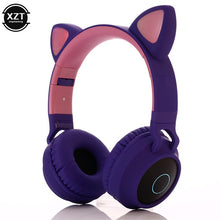 Load image into Gallery viewer, Cat Ear Bluetooth 5.0 Headphones LED Noise Cancelling Headphones Support TF Card Jack 3.5mm Mic Wireless Headphones