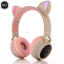 Load image into Gallery viewer, Cat Ear Bluetooth 5.0 Headphones LED Noise Cancelling Headphones Support TF Card Jack 3.5mm Mic Wireless Headphones