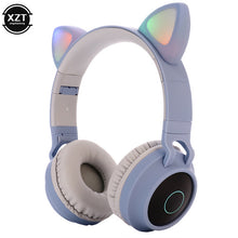 Load image into Gallery viewer, Cat Ear Bluetooth 5.0 Headphones LED Noise Cancelling Headphones Support TF Card Jack 3.5mm Mic Wireless Headphones