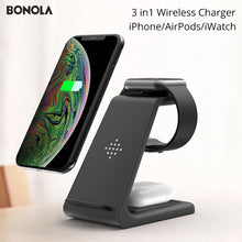 Load image into Gallery viewer, Bonola 3 in1 Wireless Charger For iPhone and AirPods, Apple Watch 23 Wireless Charging Stand