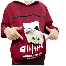 Load image into Gallery viewer, Hooded sweatshirts Animal Pouch Hood Tops Carry Cat Breathable Pullover sweatshirts.
